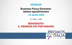 WEBINAR BENVENUTO! IL WEBINAR STA PER INIZIARE - Business Focus Germania: settore agroalimentare 24 aprile 2020 H. 10.00 12.00 - Promos Italia
