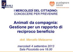 Animali da compagnia: Gestione per un rapporto di reciproco beneficio - I MERCOLEDÌ DEL CITTADINO: Ulss Feltre