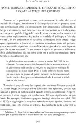 SPORT, TURISMO E AMBIENTE: RIPENSARE LO SVILUPPO LOCALE AI TEMPI DEL COVID-19 - Documenti ...