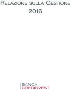 2016 RELAZIONE SULLA GESTIONE - Banca Credinvest SA