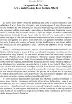 Lo sguardo di Narcisso. Arte e malattia dopo Leon Battista Alberti