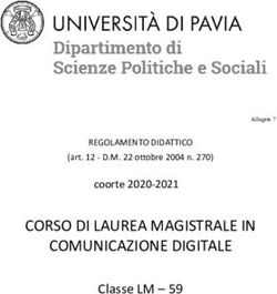 CORSO DI LAUREA MAGISTRALE IN COMUNICAZIONE DIGITALE - Classe LM - 59 coorte 2020-2021 - Universit&agrave; ...