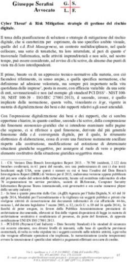 Cyber Threat1 & Risk Mitigation: strategie di gestione del rischio digitale.