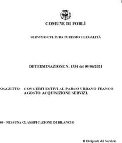 COMUNE DI FORL&Igrave; OGGETTO: CONCERTI ESTIVI AL PARCO URBANO FRANCO AGOSTO. ACQUISIZIONE SERVIZI.
