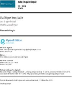 Sul tipo lessicale Sur le type lexical On the Lexical Type - OpenEdition Journals