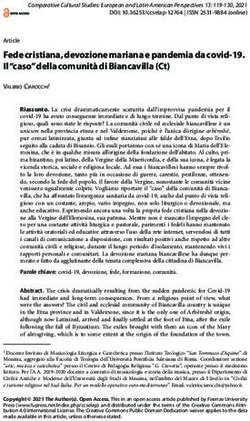 Fede cristiana, devozione mariana e pandemia da covid-19. Il "caso" della comunit&agrave; di Biancavilla (Ct)
