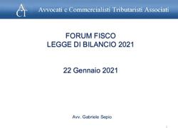 FORUM FISCO LEGGE DI BILANCIO 2021 - 22 Gennaio 2021 Avv. Gabriele Sepio