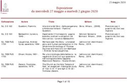 Esposizione da mercoledì 27 maggio a martedì 2 giugno 2020