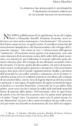 Marco Moschini La persona tra singolarità e societarietà A proposito di radici spirituali di un'azione sociale ed economica