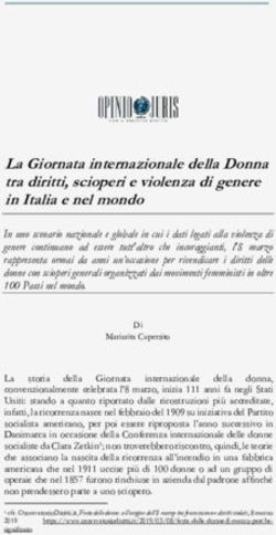 La Giornata internazionale della Donna tra diritti, scioperi e violenza di genere in Italia e nel mondo - Opinio Juris