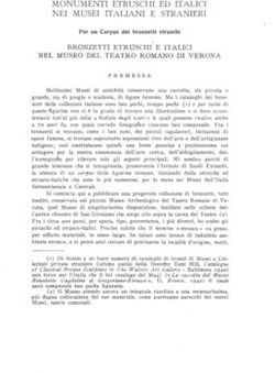 MONUMENTI ETRUSCHI ED ITALICI NEI MUSEI ITALIANI E STRANIERI - Istituto Nazionale di Studi Etruschi ed Italici