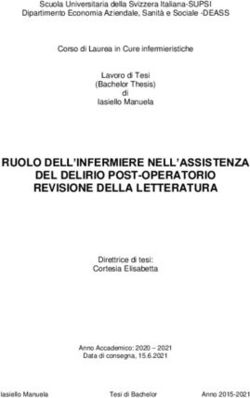 RUOLO DELL'INFERMIERE NELL'ASSISTENZA DEL DELIRIO POST-OPERATORIO REVISIONE DELLA LETTERATURA - Lavoro di Tesi