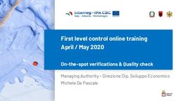 First level control online training April / May 2020 - On-the-spot verifications & Quality check