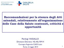 Raccomandazioni per la stesura degli Atti aziendali, relativamente all'organizzazione delle Case della Salute contenuti, criticità e opportunità ...