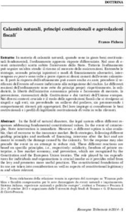 Calamit&agrave; naturali, principi costituzionali e agevolazioni fiscali