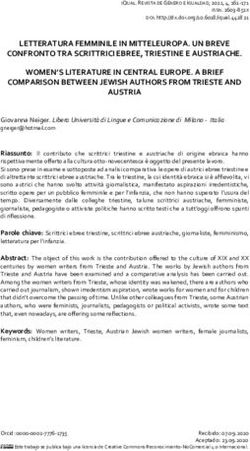 LETTERATURA FEMMINILE IN MITTELEUROPA. UN BREVE CONFRONTO TRA SCRITTRICI EBREE, TRIESTINE E AUSTRIACHE. WOMEN'S LITERATURE IN CENTRAL EUROPE. A ...