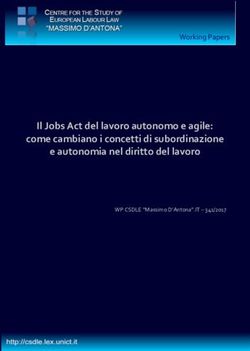 Il Jobs Act del lavoro autonomo e agile: come cambiano i concetti di subordinazione e autonomia nel diritto del lavoro - WP CSDLE "Massimo ...