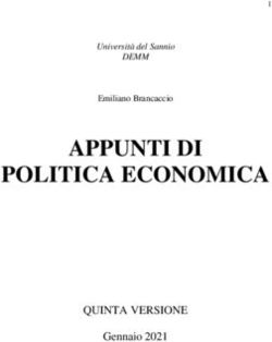 APPUNTI DI POLITICA ECONOMICA - QUINTA VERSIONE Gennaio 2021 - DEMM Universit&agrave; del Sannio - Emiliano Brancaccio