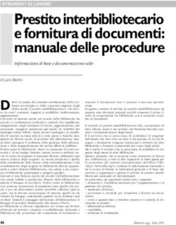 Prestito interbibliotecario e fornitura di documenti: manuale delle procedure - e-LIS