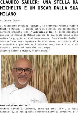CLAUDIO SADLER: UNA STELLA DA MICHELIN E UN OSCAR DALLA SUA MILANO - Weekend Premium