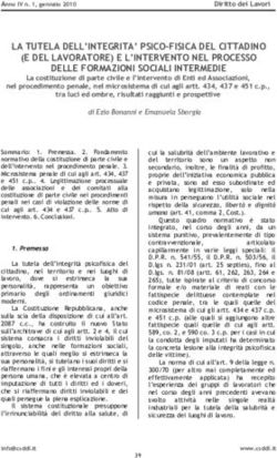 LA TUTELA DELL'INTEGRITA' PSICO-FISICA DEL CITTADINO (E DEL LAVORATORE) E L'INTERVENTO NEL PROCESSO DELLE FORMAZIONI SOCIALI INTERMEDIE