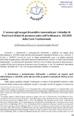 L'accesso agli assegni di natalità e maternità per i cittadini di Paesi terzi titolari di permesso unico nell'ordinanza n. 182/2020 della Corte ...