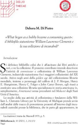Debora M. Di Pietro "What began as a hobby became a consuming quest": il bibliofilo statunitense William Lawrence Clements e la sua collezione di ...