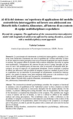 Al di l&agrave; del sintomo: un'esperienza di applicazione del modello costruttivista intersoggettivo nel lavoro con adolescenti con Disturbi della ...