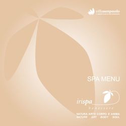 SPA MENU irispa NATURA ARTE CORPO E ANIMA NATURE ART BODY SOUL - Villasanpaolo