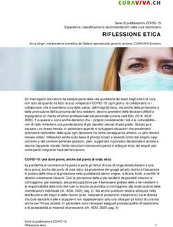RIFLESSIONE ETICA Serie di pubblicazioni COVID-19 Esperienze, classificazioni e raccomandazioni nella cura stazionaria