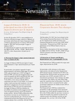 LEGGE DI BILANCIO 2018: LE PRINCIPALI NOVITÀ AI FINI DELLE IMPOSTE DIRETTE PER LE IMPRESE - PWC TAX AND LEGAL SERVICES