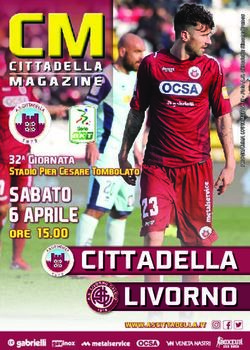 CITTADELLA LIVORNO SABATO 6 APRILE - ore 15.00