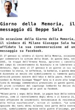 Giorno della Memoria, il messaggio di Beppe Sala