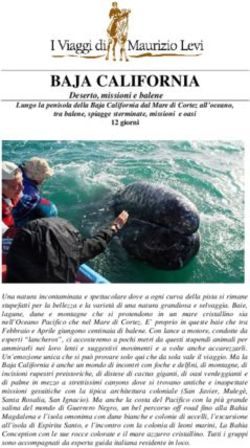 BAJA CALIFORNIA Deserto, missioni e balene - I Viaggi di Maurizio Levi