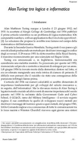 Alan Turing: tra logica e informatica