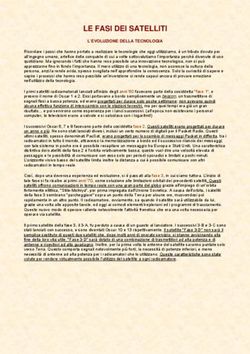 LE FASI DEI SATELLITI - L'EVOLUZIONE DELLA TECNOLOGIA