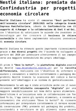 Nestl&eacute; italiana: premiata da Confindustria per progetti economia circolare