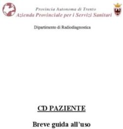 CD PAZIENTE Breve guida all'uso
