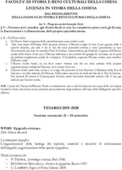 FACOLTA' DI STORIA E BENI CULTURALI DELLA CHIESA LICENZA IN STORIA DELLA CHIESA