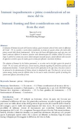 Immuni: inquadramento e prime considerazioni ad un Immuni: framing and first considerations one month