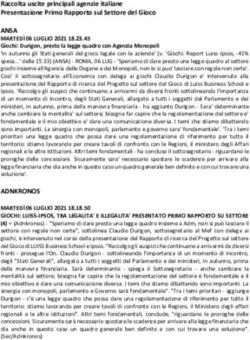 Raccolta uscite principali agenzie italiane Presentazione Primo Rapporto sul Settore del Gioco