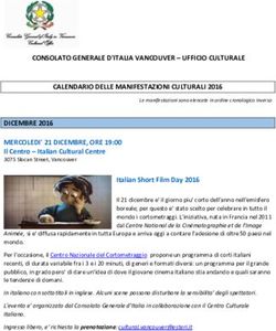 CONSOLATO GENERALE D'ITALIA VANCOUVER - UFFICIO CULTURALE CALENDARIO DELLE MANIFESTAZIONI CULTURALI 2016