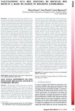 VALUTAZIONE LCA DEL SISTEMA DI RICICLO DEI RIFIUTI A BASE DI GESSO IN REGIONE LOMBARDIA - Ingegneria dell'ambiente