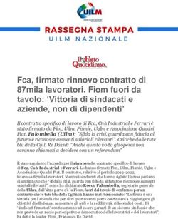 Fca, firmato rinnovo contratto di 87mila lavoratori. Fiom fuori da tavolo: 'Vittoria di sindacati e aziende, non di dipendenti'