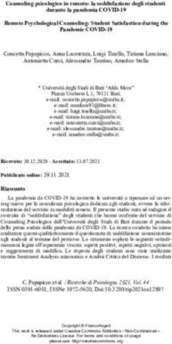 Counseling psicologico in remoto: la soddisfazione degli studenti durante la pandemia COVID-19 Remote Psychological Counseling: Student ...