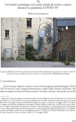 10 Un'analisi sociologica sul ruolo sociale di artiste e artisti durante la pandemia COVID-191