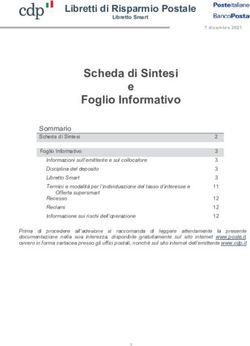 Scheda di Sintesi Foglio Informativo - Libretti di Risparmio Postale - Poste Italiane