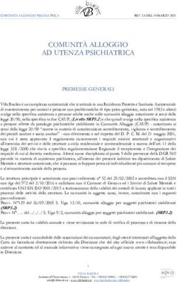 COMUNIT&Agrave; ALLOGGIO AD UTENZA PSICHIATRICA - PREMESSE GENERALI - Villa Basilea