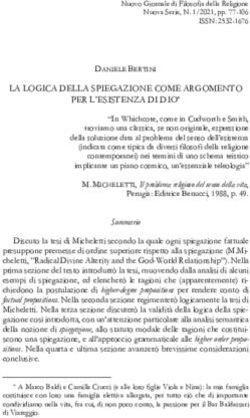 LA LOGICA DELLA SPIEGAZIONE COME ARGOMENTO PER L'ESISTENZA DI DIO