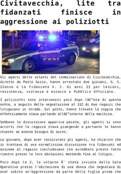 Civitavecchia, fidanzati aggressione ai poliziotti